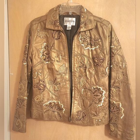 Chico's Jackets & Blazers - Chicos bronze color leather jacket size 0